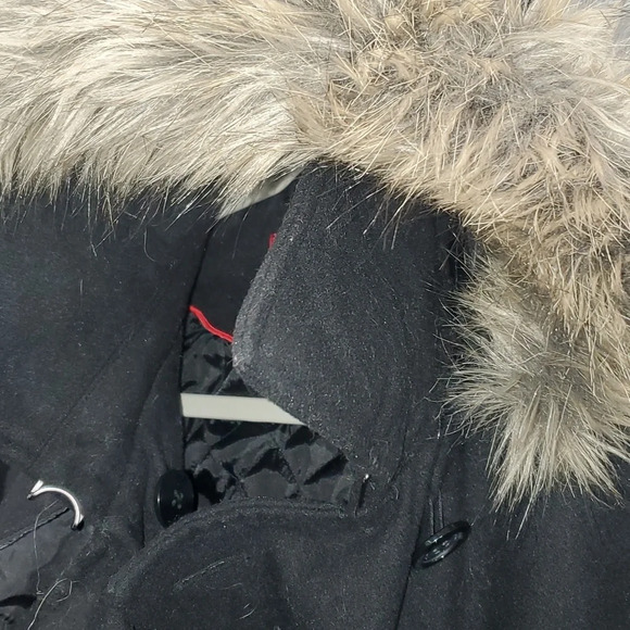Alpine Swiss Parka Trench Pea Coat Jacket Fur Hood w Extra Button Women Size 1XL - Picture 7 of 16